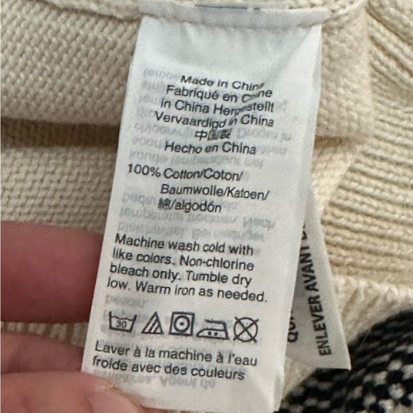 J.Crew Cotton Crewneck Sweater — Men’s XS, Ivory w/ Navy Stripe (NWOT) - Picture 5 of 8